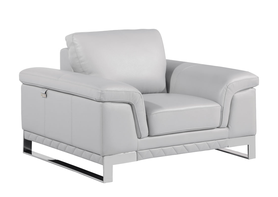 Top Grain Italian Leather Chair Light Gray Foam Leather