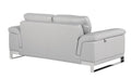 Top Grain Italian Leather Loveseat Light Gray Foam Leather