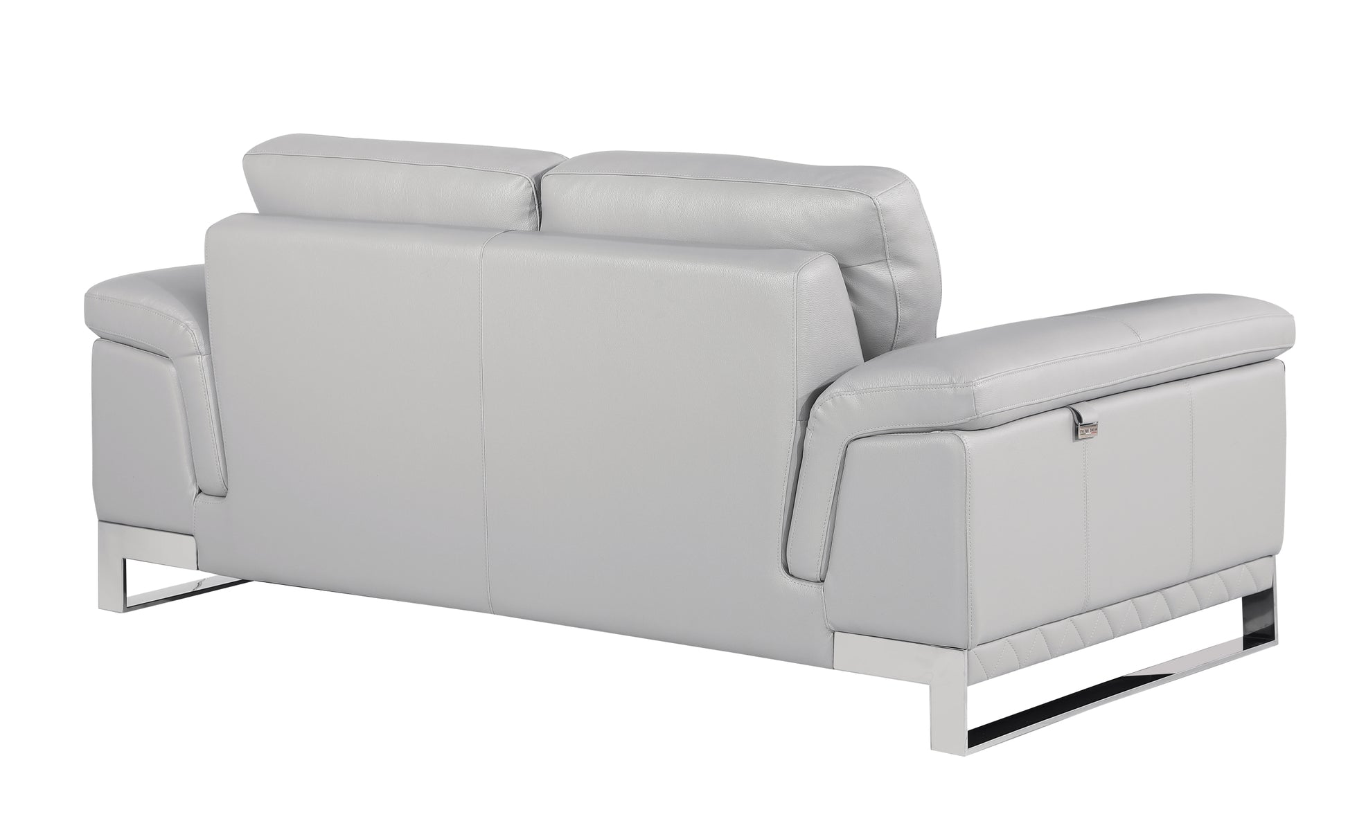 Top Grain Italian Leather Loveseat Light Gray Foam Leather