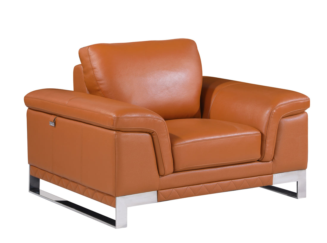 Top Grain Italian Leather Chair Camel Foam Leather