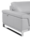 Top Grain Italian Leather Loveseat Light Gray Foam Leather