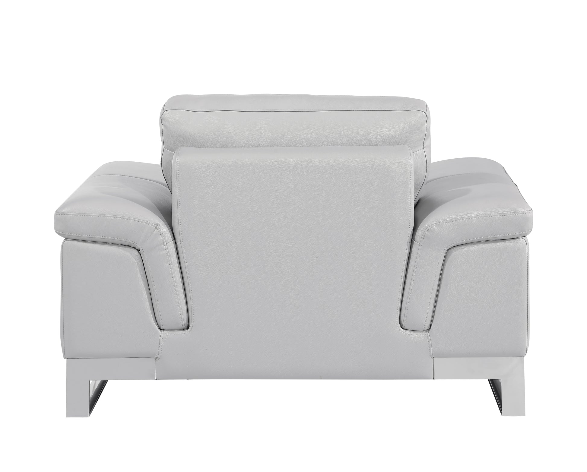 Top Grain Italian Leather Chair Light Gray Foam Leather
