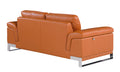 Top Grain Italian Leather Loveseat Camel Foam Leather
