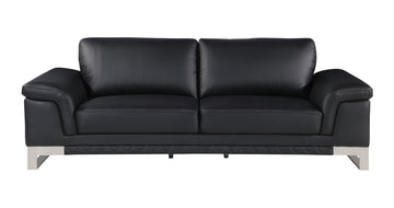 Top Grain Italian Leather Sofa Black Foam Leather