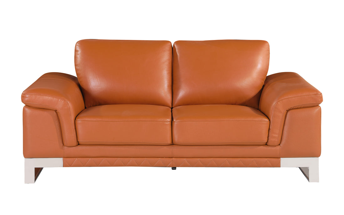 Top Grain Italian Leather Loveseat Camel Foam Leather