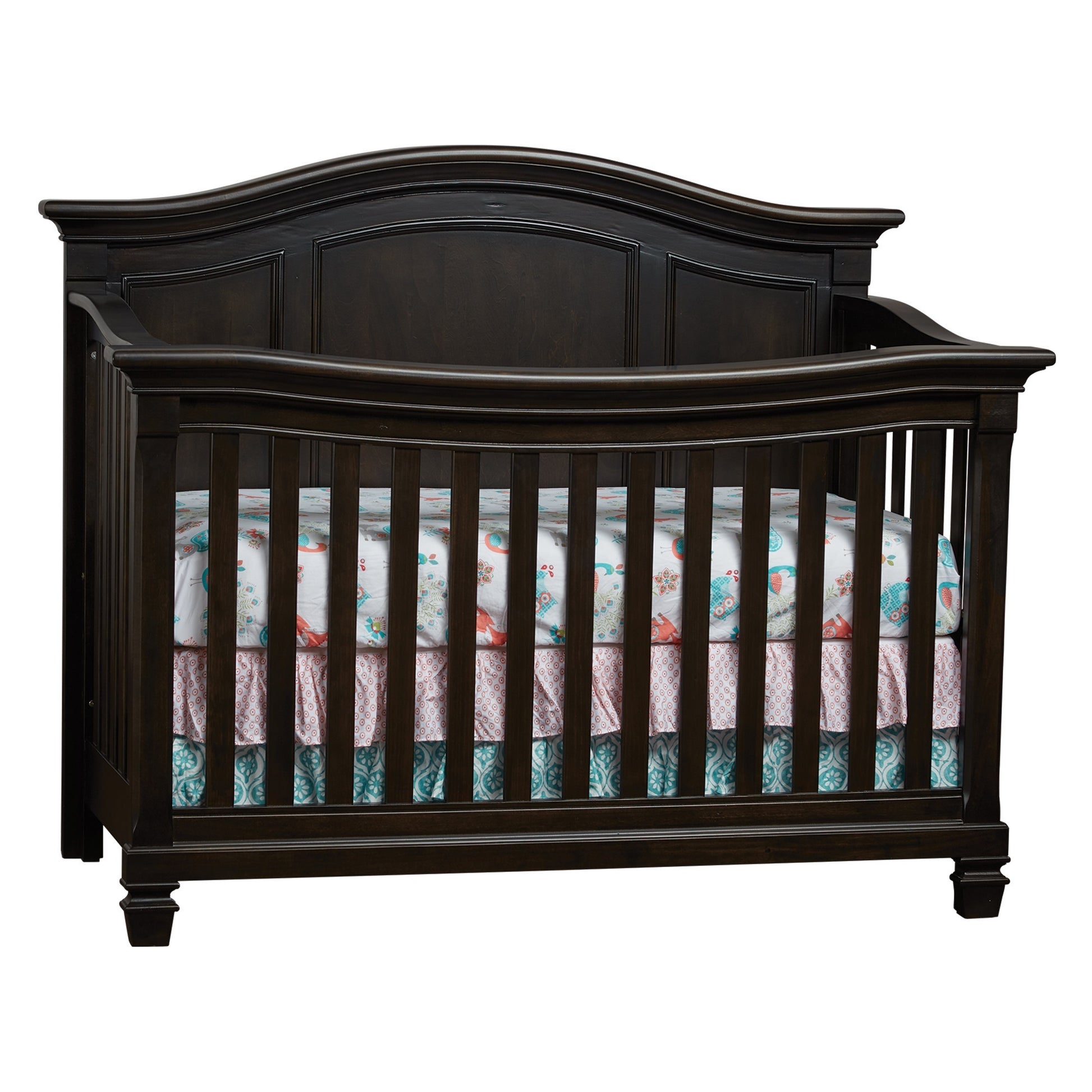 Glendale 4 In 1 Convertible Crib Charcoal Brown Dark Brown Solid Wood