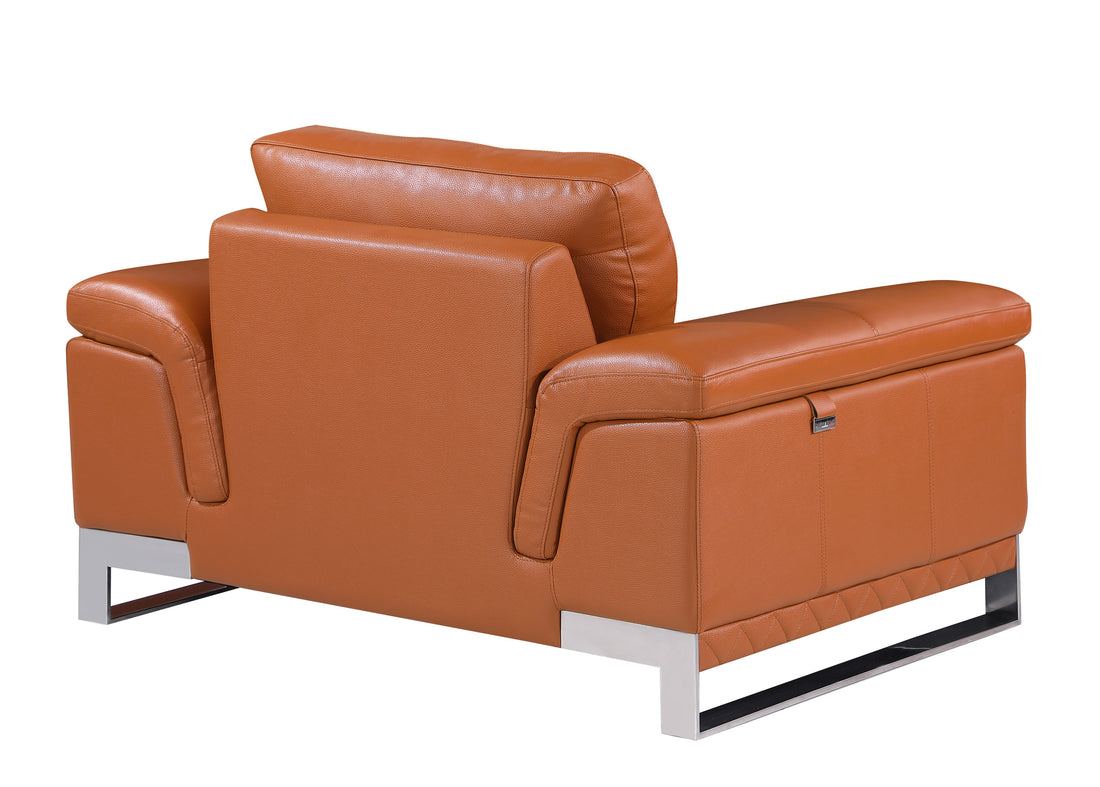 Top Grain Italian Leather Chair Camel Foam Leather