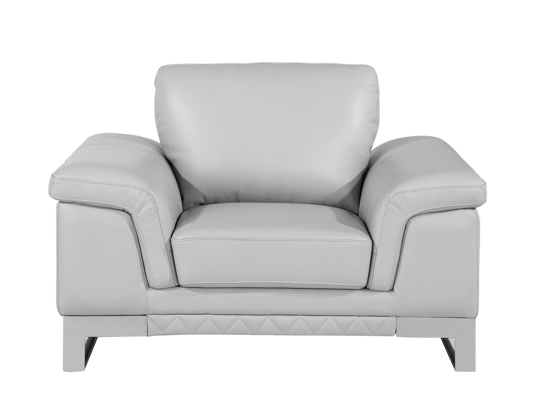 Top Grain Italian Leather Chair Light Gray Foam Leather