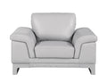 Top Grain Italian Leather Chair Light Gray Foam Leather