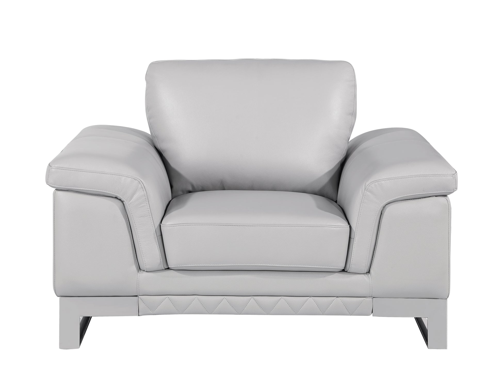 Top Grain Italian Leather Chair Light Gray Foam Leather