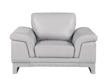 Top Grain Italian Leather Chair Light Gray Foam Leather