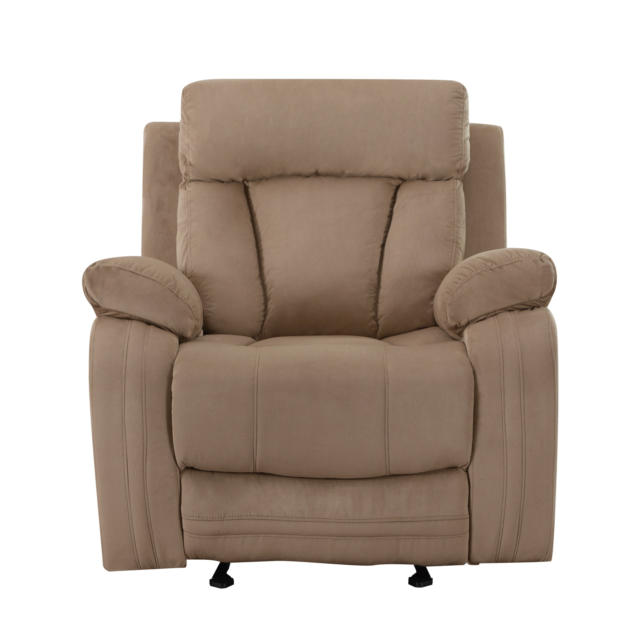 Reclining Transitional Microfiber Fabric Chair Beige Foam Fabric