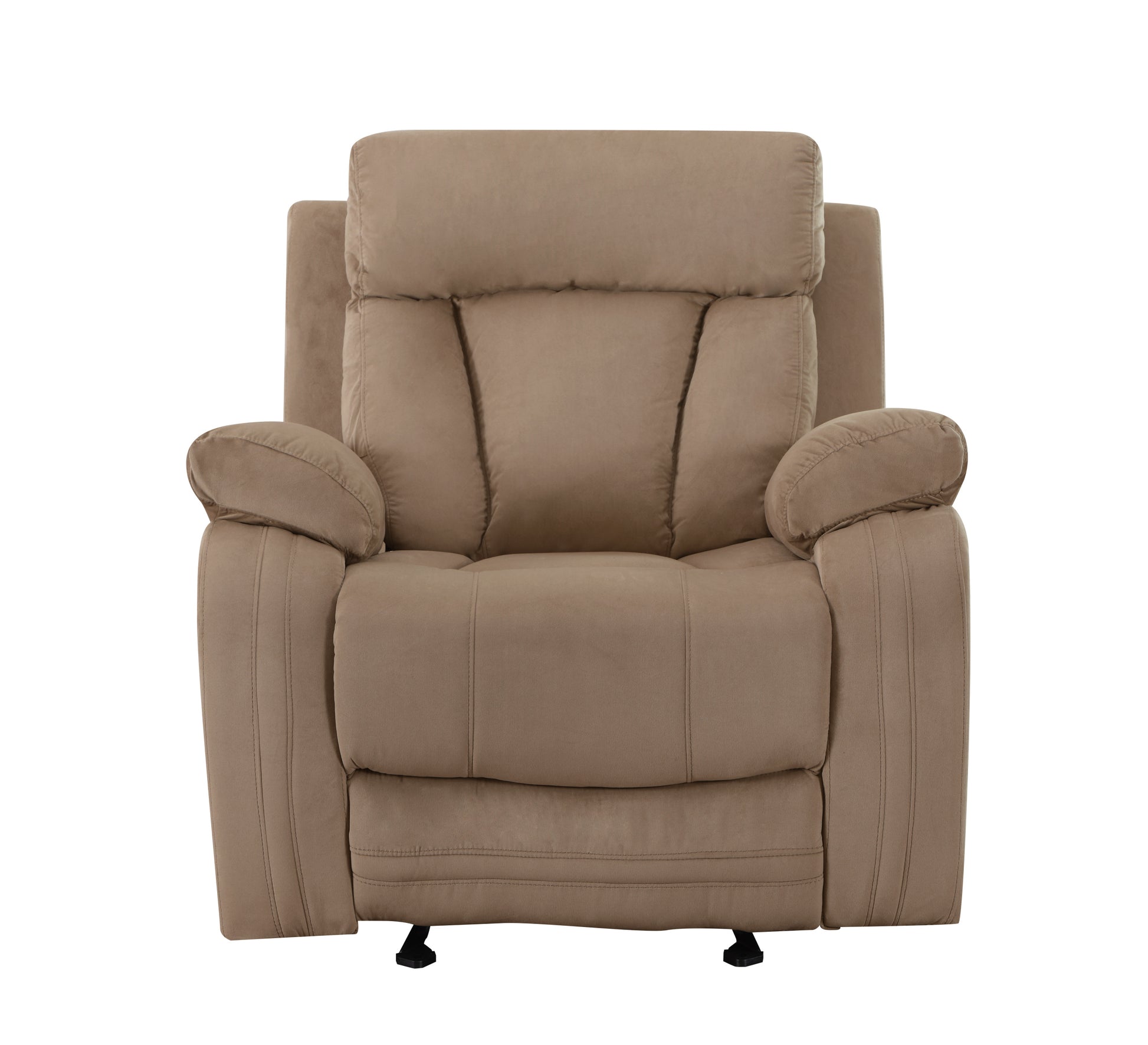 Reclining Transitional Microfiber Fabric Chair Beige Foam Fabric