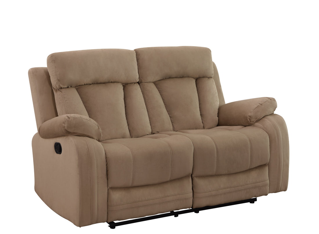 Recliningtransitional Microfiber Fabric Loveseat Beige Foam Fabric