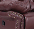 Leather Air Upholstered Reclining Sofa With Fiber Back Burgundy Foam Leather