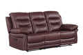 Leather Air Upholstered Reclining Sofa With Fiber Back Burgundy Foam Leather