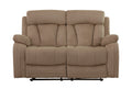 Recliningtransitional Microfiber Fabric Loveseat Beige Foam Fabric