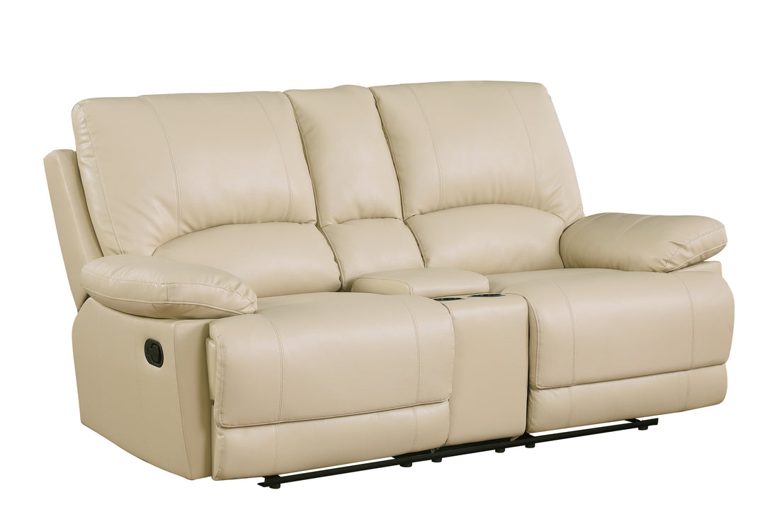 Leather Air Recliining Sofa Beige Foam Leather