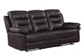 Leather Air Upholstered Reclining Sofa With Fiber Back Brown Foam Leather