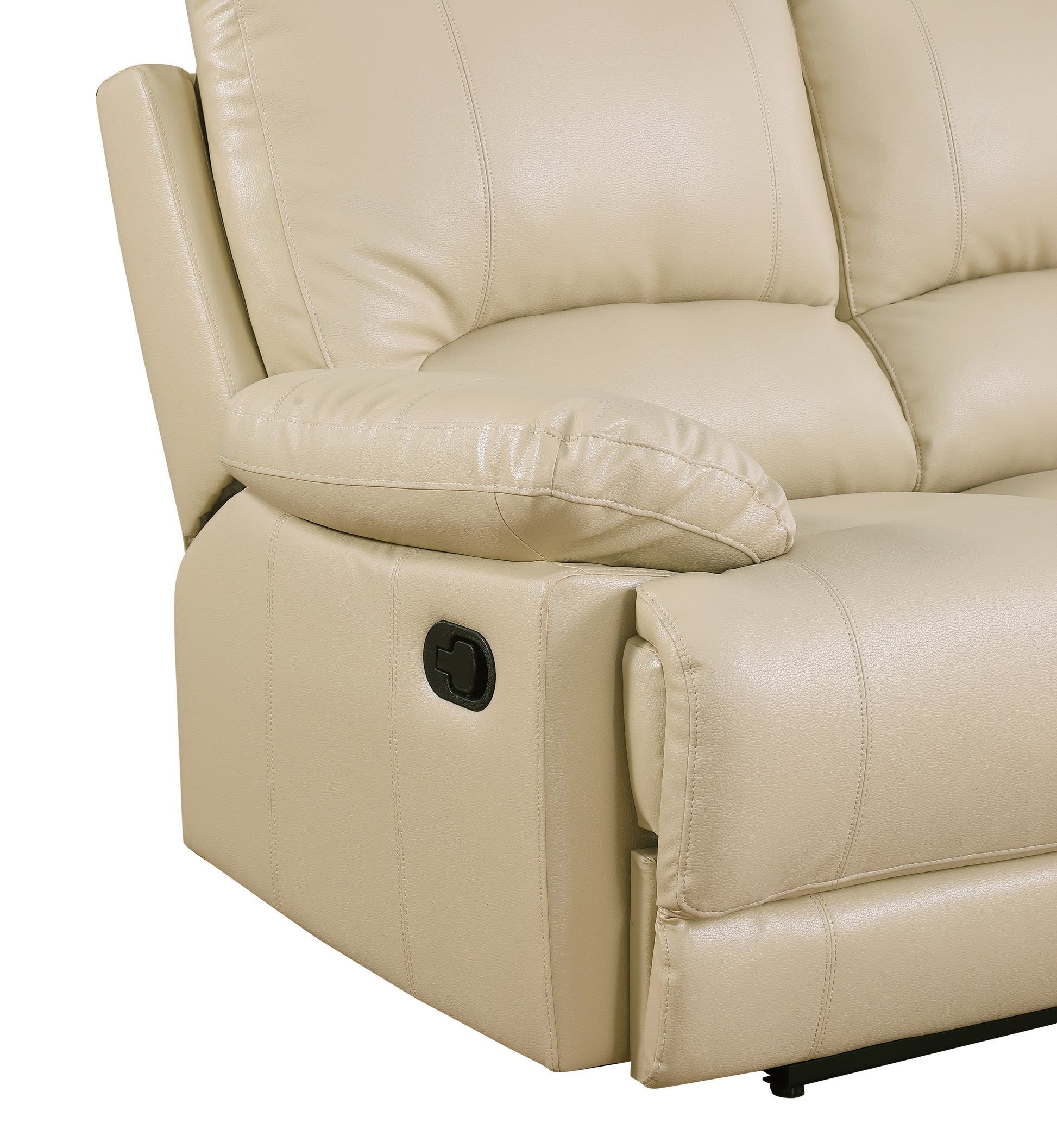 Leather Air Recliining Loveseat Beige Foam Leather