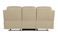 Leather Air Upholstered Reclining Sofa With Fiber Back Beige Foam Leather