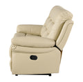 Leather Air Upholstered Reclining Sofa With Fiber Back Beige Foam Leather