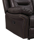 Leather Air Upholstered Reclining Sofa With Fiber Back Brown Foam Leather