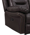 Leather Air Upholstered Reclining Console Loveseat With Fiber Back Brown Foam Leather