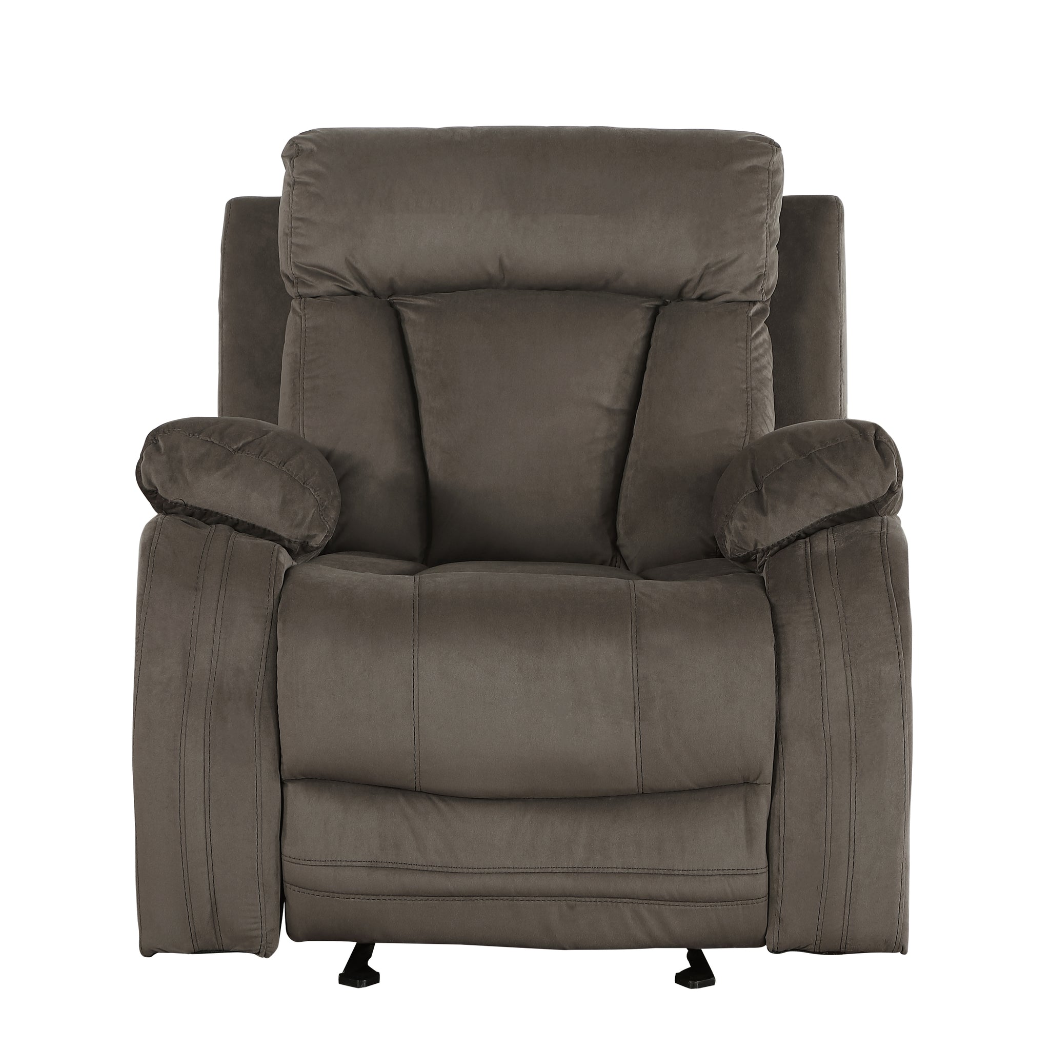 Reclining Transitional Microfiber Fabric Chair Brown Foam Fabric