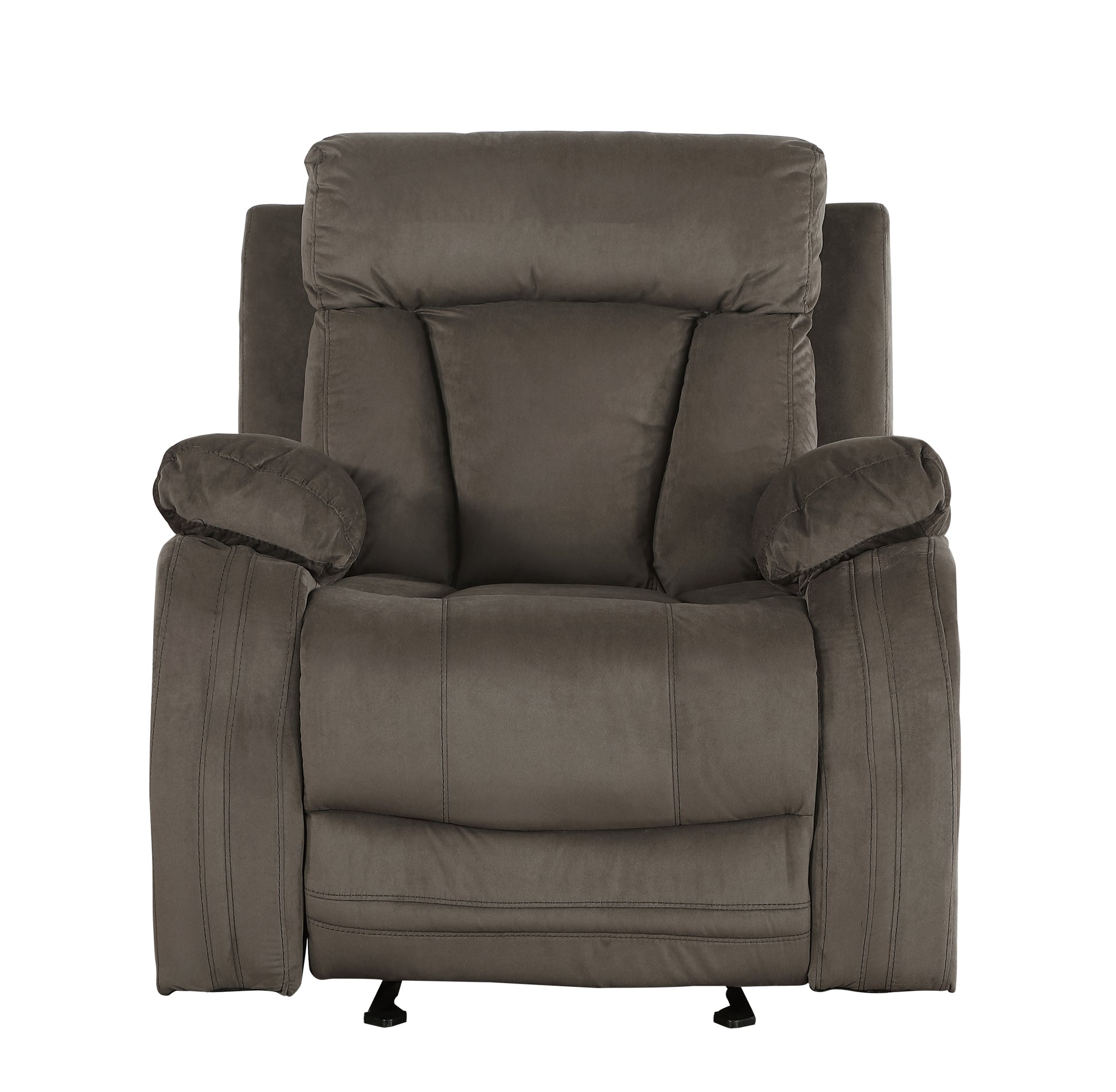 Reclining Transitional Microfiber Fabric Chair Brown Foam Fabric