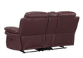 Leather Air Upholstered Reclining Console Loveseat With Fiber Back Burgundy Foam Leather