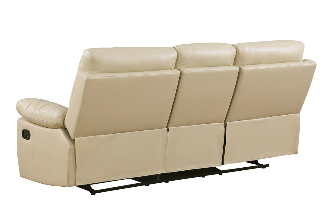 Leather Air Recliining Sofa Beige Foam Leather