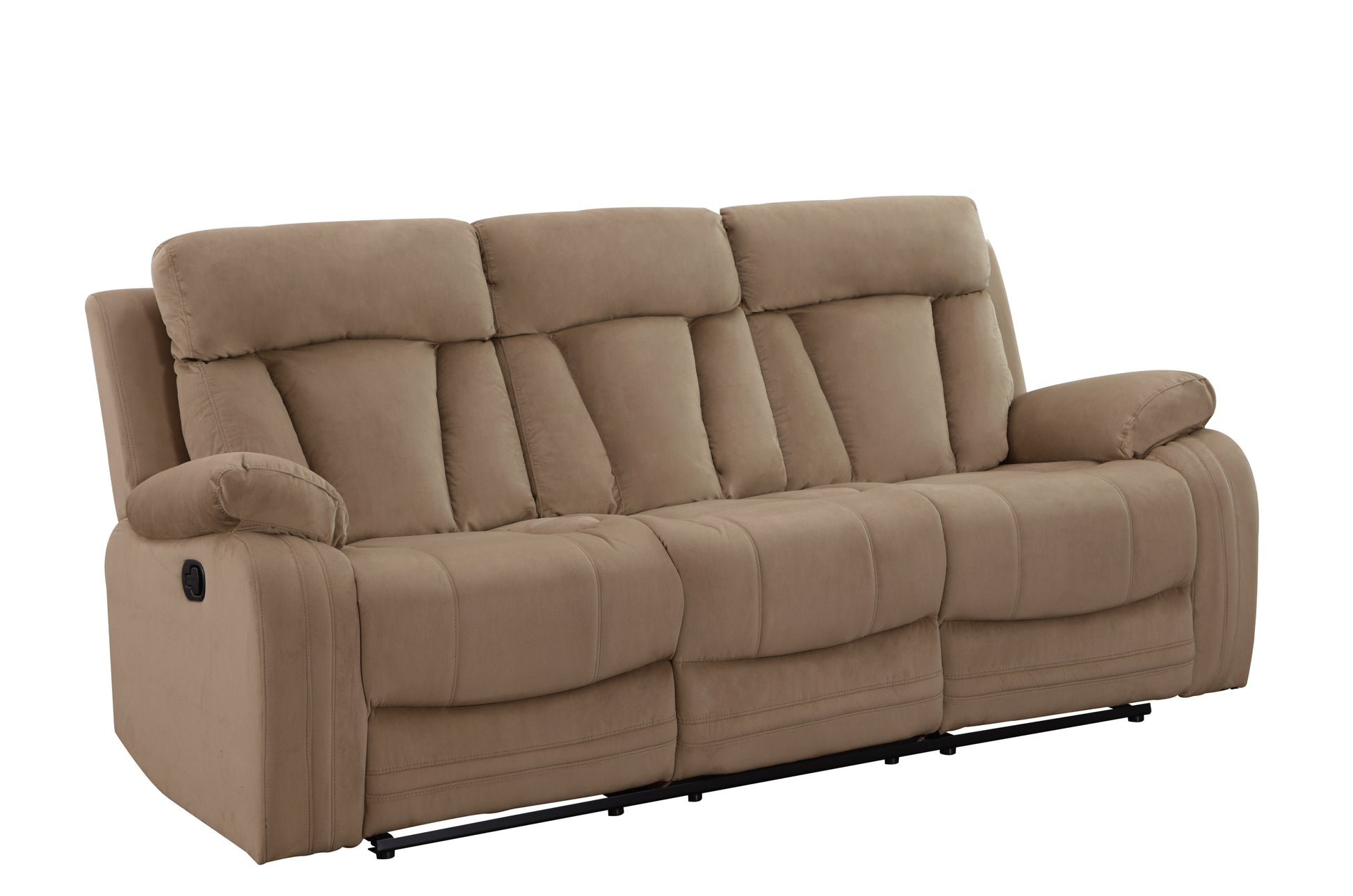 Transitional Microfiber Fabric Sofa Beige Foam Fabric