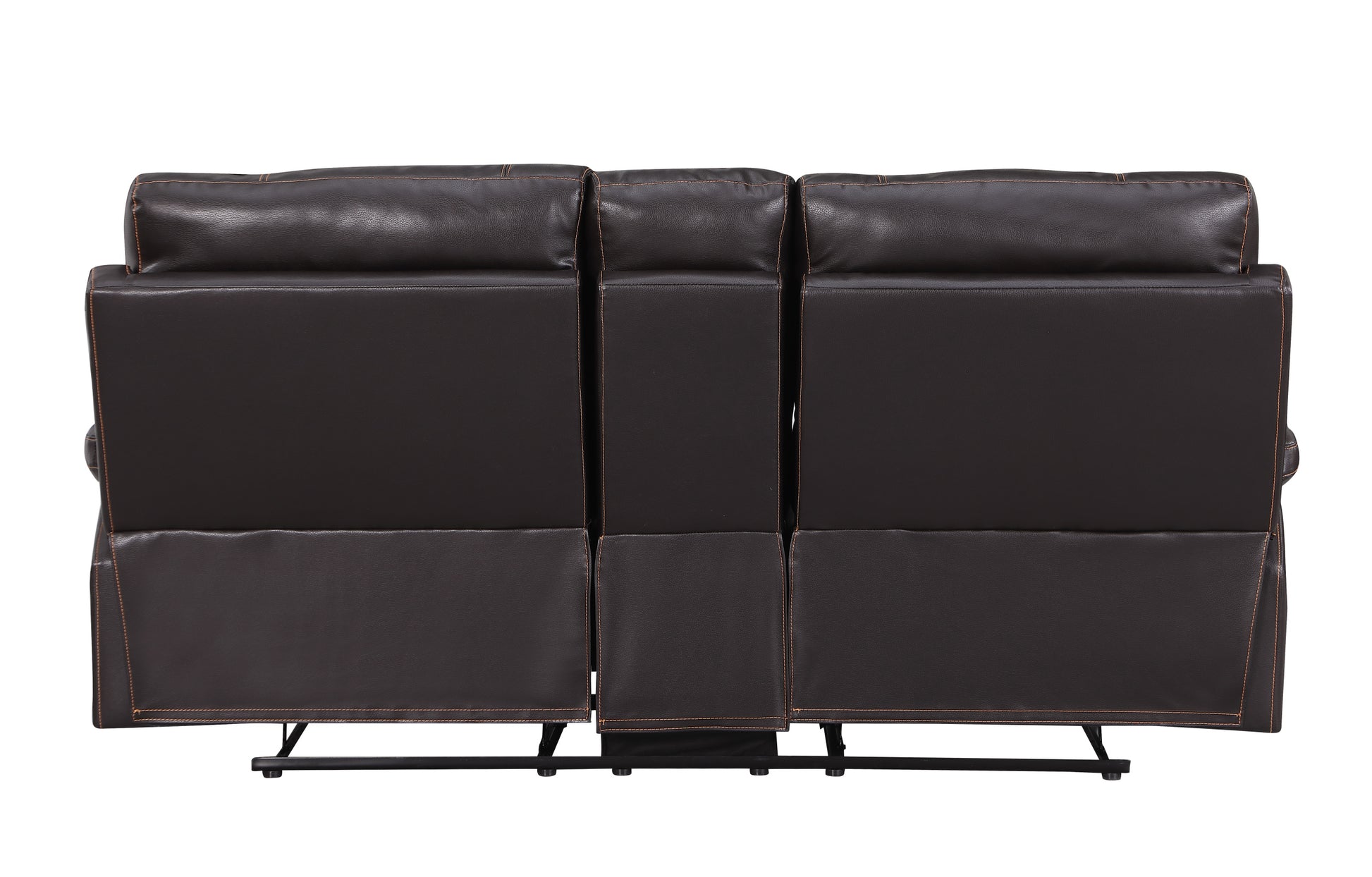 Leather Air Recliining Console Loveseat Brown Foam Leather
