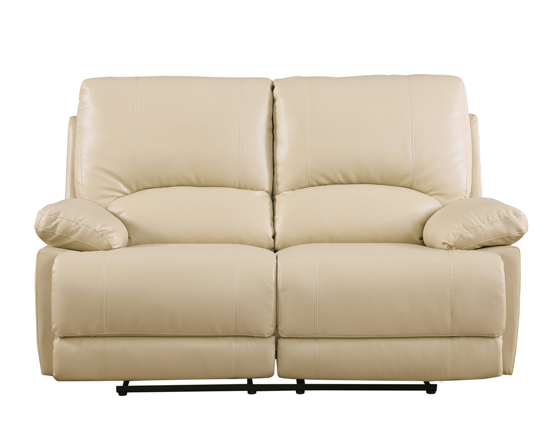 Leather Air Recliining Loveseat Beige Foam Leather