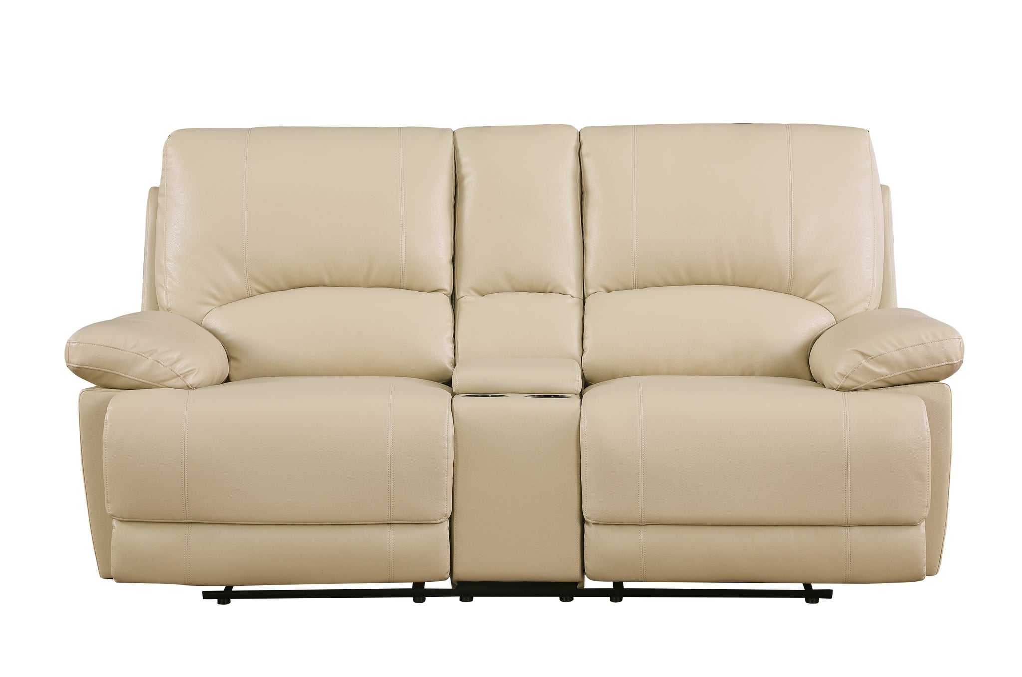 Leather Air Recliining Sofa Beige Foam Leather