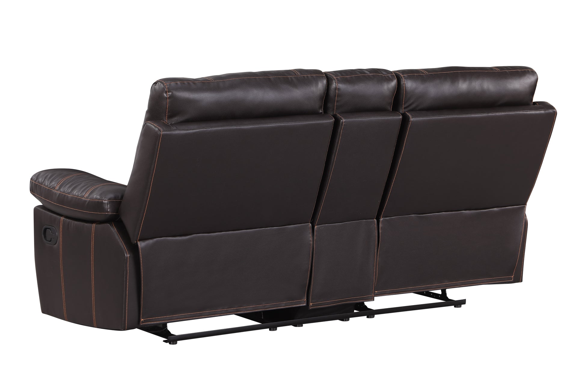 Leather Air Recliining Console Loveseat Brown Foam Leather