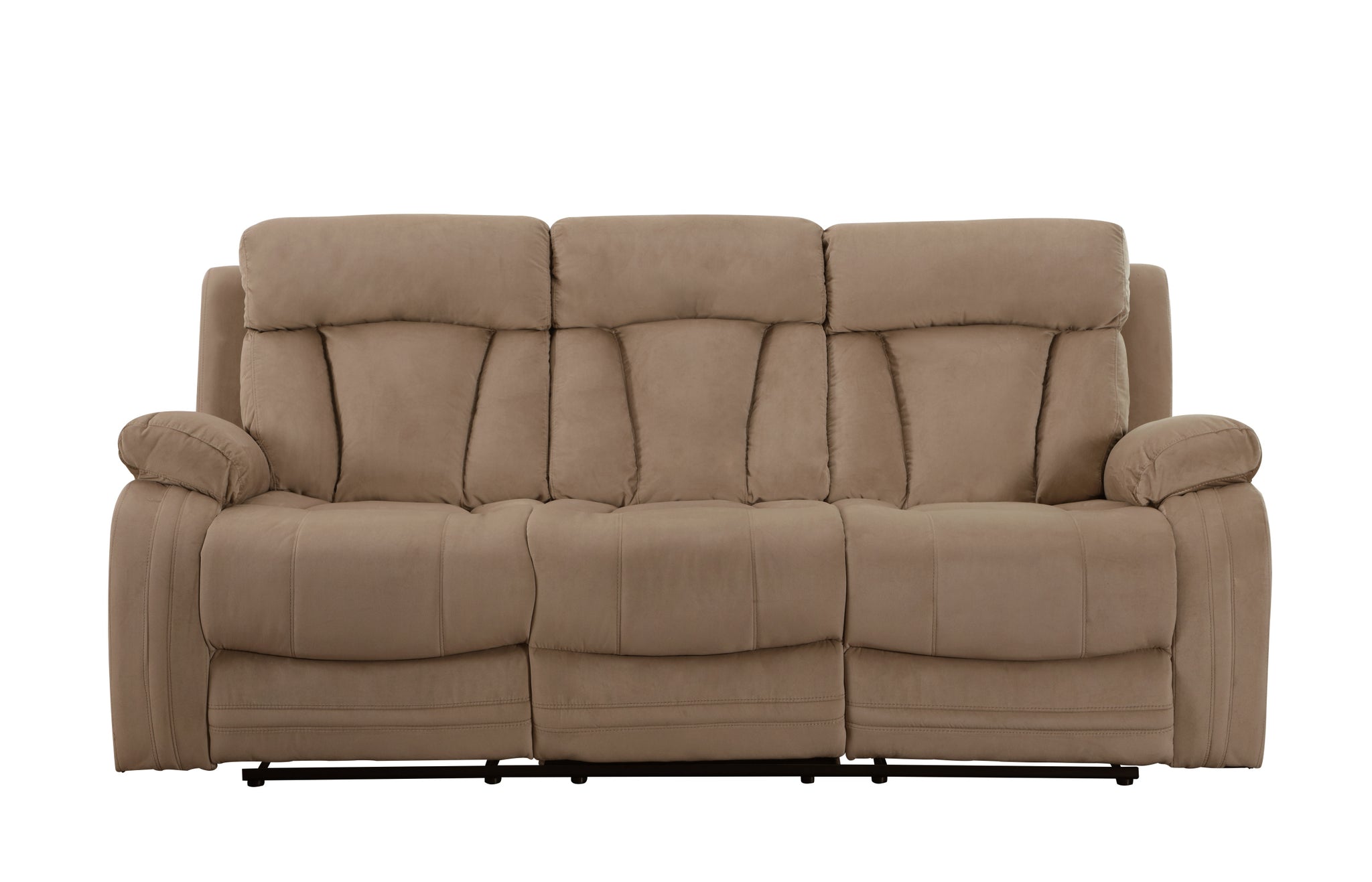 Transitional Microfiber Fabric Sofa Beige Foam Fabric