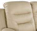 Leather Air Upholstered Reclining Console Loveseat With Fiber Back Beige Foam Leather