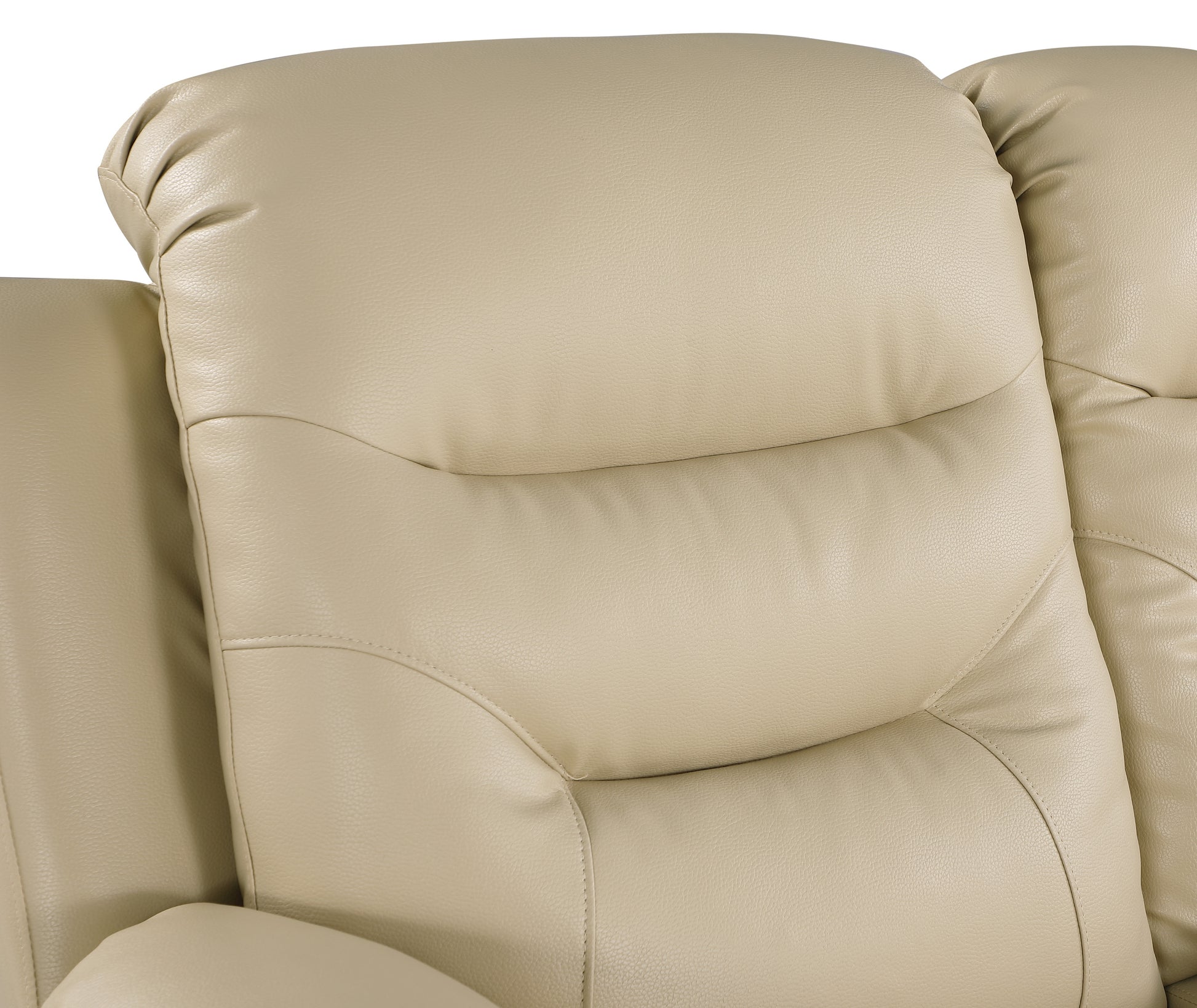 Leather Air Upholstered Reclining Sofa With Fiber Back Beige Foam Leather