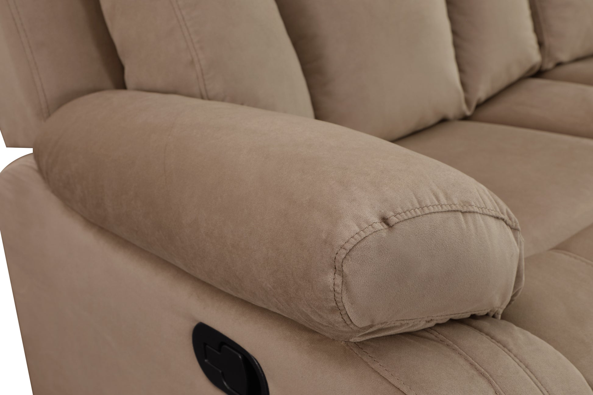 Reclining Transitional Microfiber Fabric Chair Beige Foam Fabric