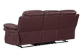 Leather Air Upholstered Reclining Sofa With Fiber Back Burgundy Foam Leather