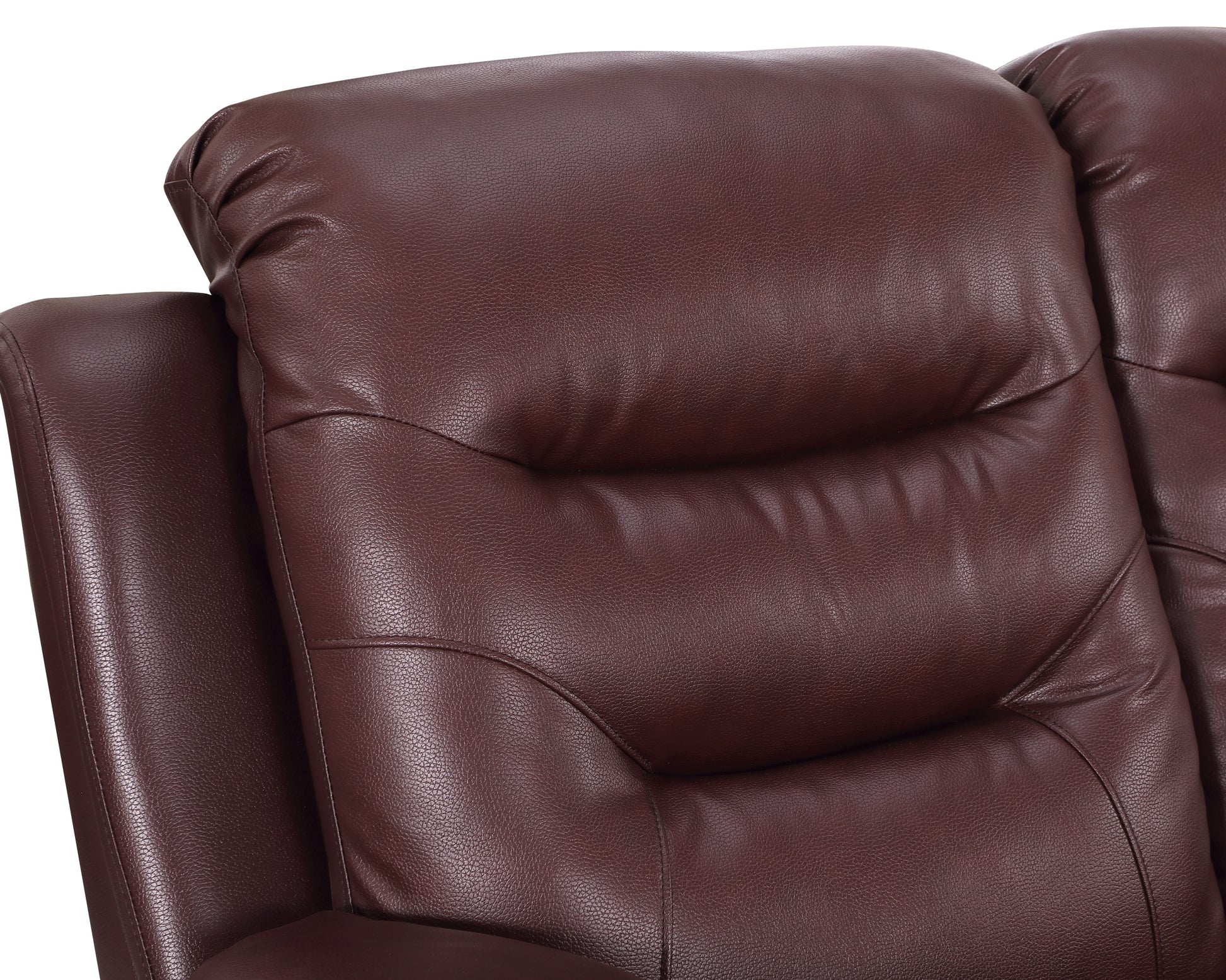 Leather Air Upholstered Reclining Sofa With Fiber Back Burgundy Foam Leather