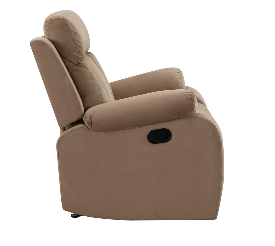 Reclining Transitional Microfiber Fabric Chair Beige Foam Fabric