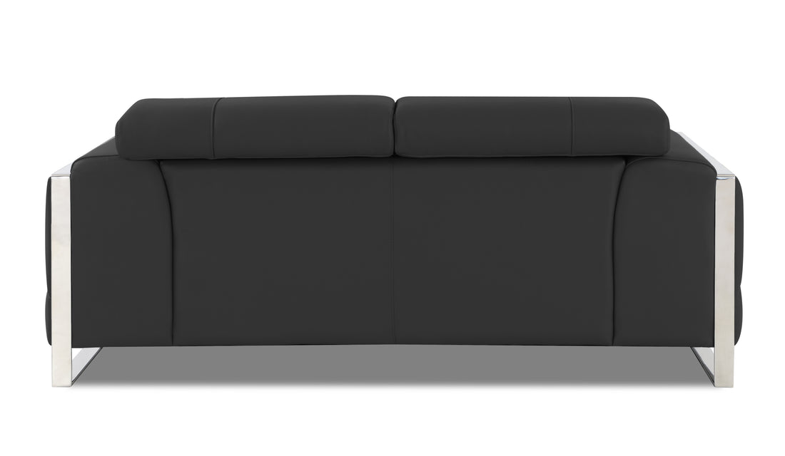 Top Grain Italian Leather Loveseat Dark Gray Foam Leather