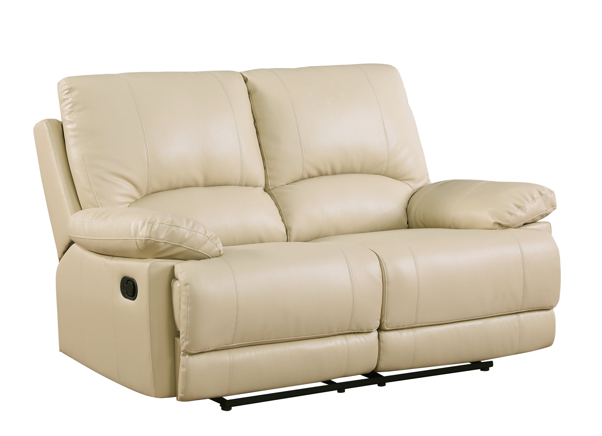 Leather Air Recliining Loveseat Beige Foam Leather