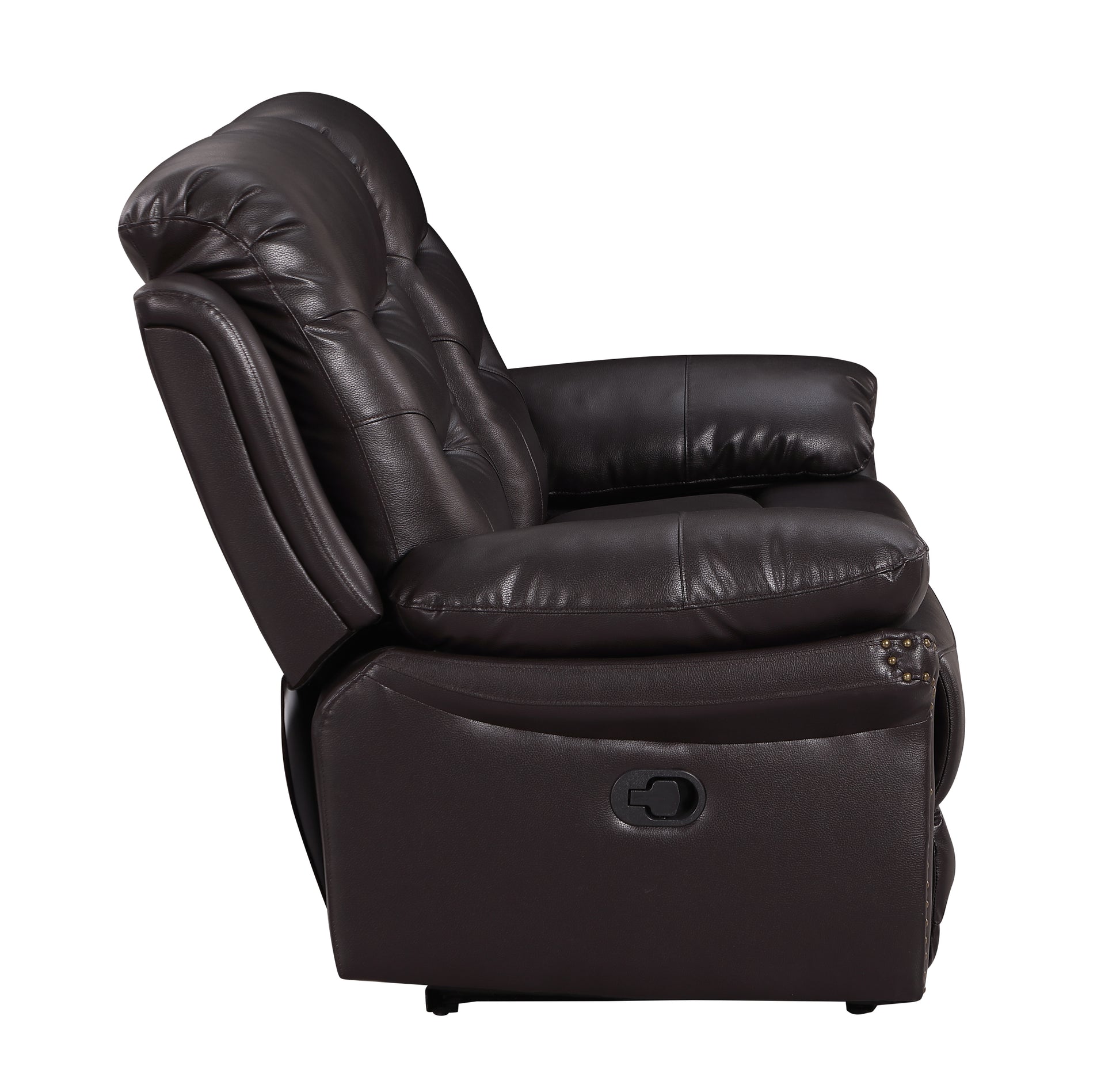 Leather Air Upholstered Reclining Sofa With Fiber Back Brown Foam Leather