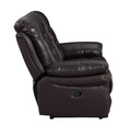 Leather Air Upholstered Reclining Console Loveseat With Fiber Back Brown Foam Leather