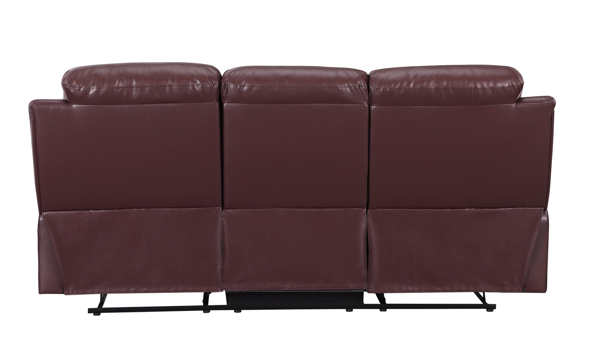 Leather Air Upholstered Reclining Sofa With Fiber Back Burgundy Foam Leather