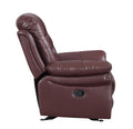 Leather Air Upholstered Reclining Sofa With Fiber Back Burgundy Foam Leather